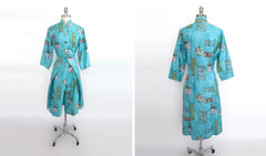 Vintage 50's Hawaiian Style Teatimer Top & Capri Pants Set Dead Stock M