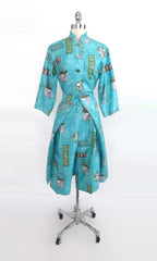 Vintage 50's Hawaiian Style Teatimer Top & Capri Pants Set Dead Stock M