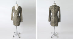 Vintage 80's 90s Fredericks Soft Leopard Bodycon Dress M