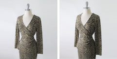 Vintage 80's 90s Fredericks Soft Leopard Bodycon Dress M