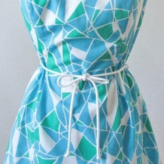 Vintage 80's Geometric Mini Dress Beach Cover Up L