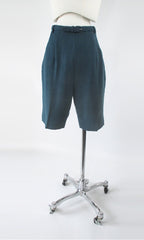 Vintage 50s 60s Teal Wool Bermuda Shorts & Matching Belt M