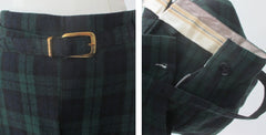 Vintage 50s Green & Blue Plaid Wool Bermuda Shorts + Belt L