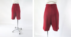 Vintage 50s 60s Red Wool Bermuda Shorts & Matching Belt M