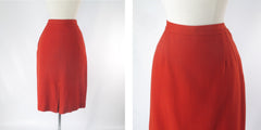Vintage 50s Muted Orange Wool Pencil Skirt M