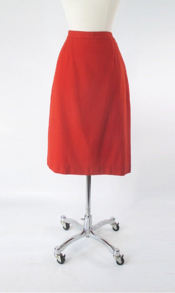 Vintage 50s Muted Orange Wool Pencil Skirt M