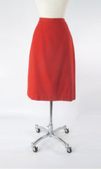 Vintage 50s Muted Orange Wool Pencil Skirt M