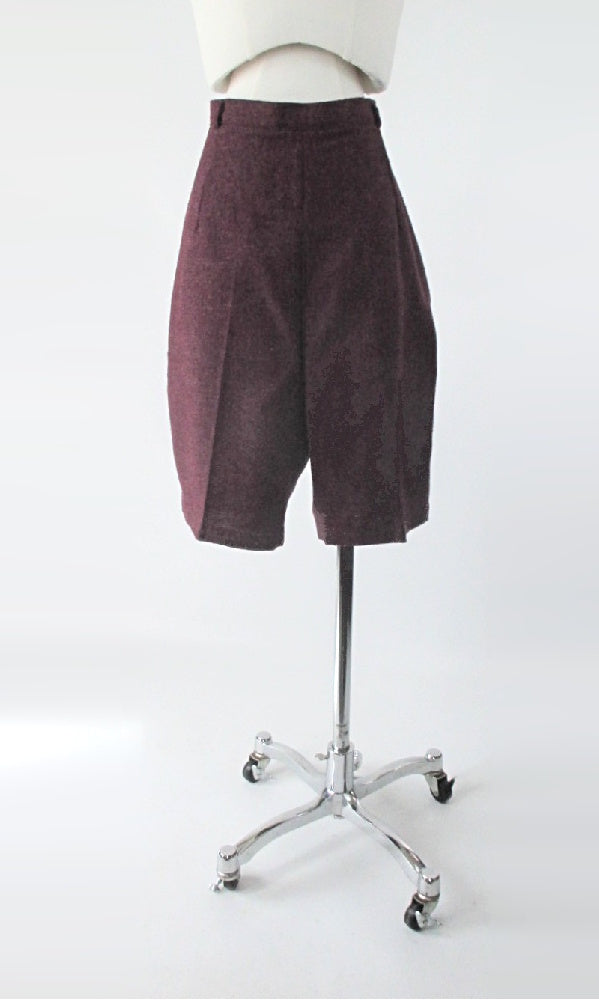 Vintage 60s Burgundy Wool Tweed Bermuda Shorts M