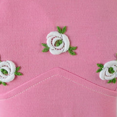Vintage 70's Pink & White Rose Maxi Dress S