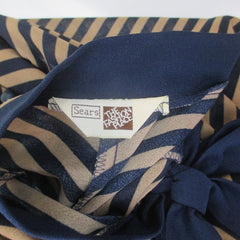 Vintage 80s Striped Pussycat Bow Tent Dress L | XL