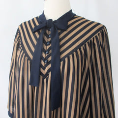 Vintage 80s Striped Pussycat Bow Tent Dress L | XL