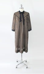 Vintage 80s Striped Pussycat Bow Tent Dress L | XL