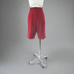 Vintage 50s 60s Red Wool Bermuda Shorts & Matching Belt M