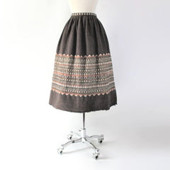 Vintage 50s South American Woven Birds Full Skirt M