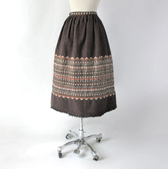 Vintage 50s South American Woven Birds Full Skirt M