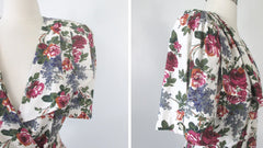Vintage 80s Rose Garden Tea Dress & Matching Belt L P
