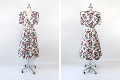 Vintage 80s Rose Garden Tea Dress & Matching Belt L P