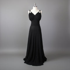 Vintage 40s Floor Sweeping Black Evening Gown Dress M