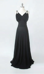Vintage 40s Floor Sweeping Black Evening Gown Dress M