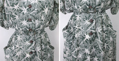Vintage 40s Green Pinstripe Starburst Rayon Day Dress XL