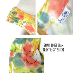 vintage 50s 60s full skirt roses yellow special occasion party summer fit flare dress details