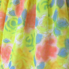 vintage 50s 60s full skirt roses yellow special occasion party summer fit flare dress roses