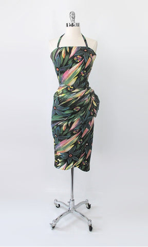 Vintage 60s 50s Custom Sarong Style Party Dress M