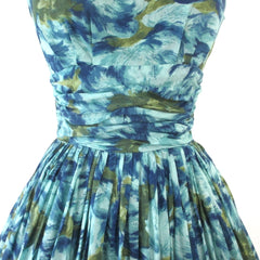 vintage 50s fit flare full skirt party dress waist