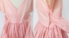 Vintage 50s Big Bow Pink Party Dress L