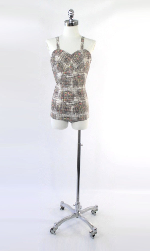Vintage 50s MCM Cotton Sunsuit Swimsuit XXS