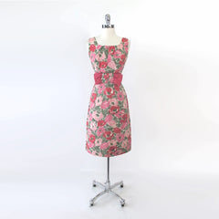 vintage 60s 50s party poppy flower big bow party dress  full