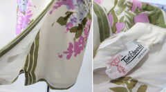 Vintage 50s Silk Scarf Flower Bouquet Sheath Dress XS