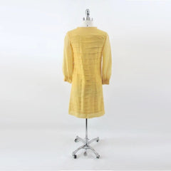 Vintage 60's Yellow Sheer Pussy Bow Shift Dress S