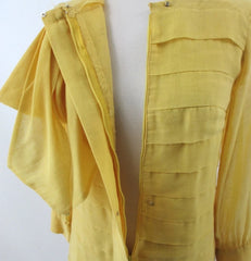 Vintage 60's Yellow Sheer Pussy Bow Shift Dress S