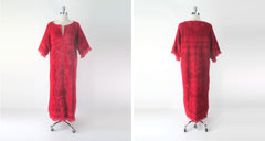 Vintage 60s Red Towel Robe Cover Up Dress M