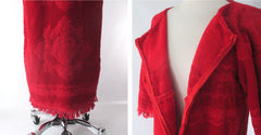 Vintage 60s Red Towel Robe Cover Up Dress M