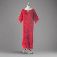 Vintage 60s Red Towel Robe Cover Up Dress M