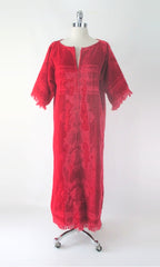 Vintage 60s Red Towel Robe Cover Up Dress M