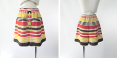 Vintage 60s 70s Orange Brown & Yellow Striped Shorts M