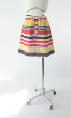 Vintage 60s 70s Orange Brown & Yellow Striped Shorts M