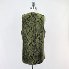 Vintage 60s Green Tapestry Velvet Hippie Vest M | L