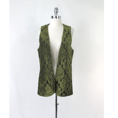 Vintage 60s Green Tapestry Velvet Hippie Vest M | L