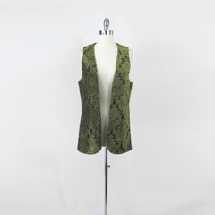 Vintage 60s Green Tapestry Velvet Hippie Vest M | L