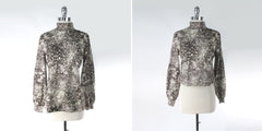 Vintage 60's Leopard Cat Print Turtleneck Top S