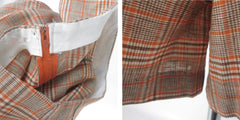 Vintage 60s Orange Brown Plaid High Waist Shorts M