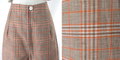Vintage 60s Orange Brown Plaid High Waist Shorts M