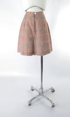 Vintage 60s Orange Brown Plaid High Waist Shorts M