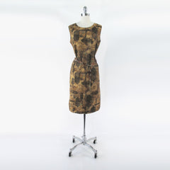 vintage 60s Hale Aloha Hawaiian brown green tank dress batik shields spears print bombshell bettys vintage gallery