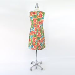 Vintage 60s MOD Empire Waist Hawaiian Midi Dress S