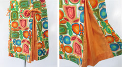 Vintage 60s MOD Empire Waist Hawaiian Midi Dress S